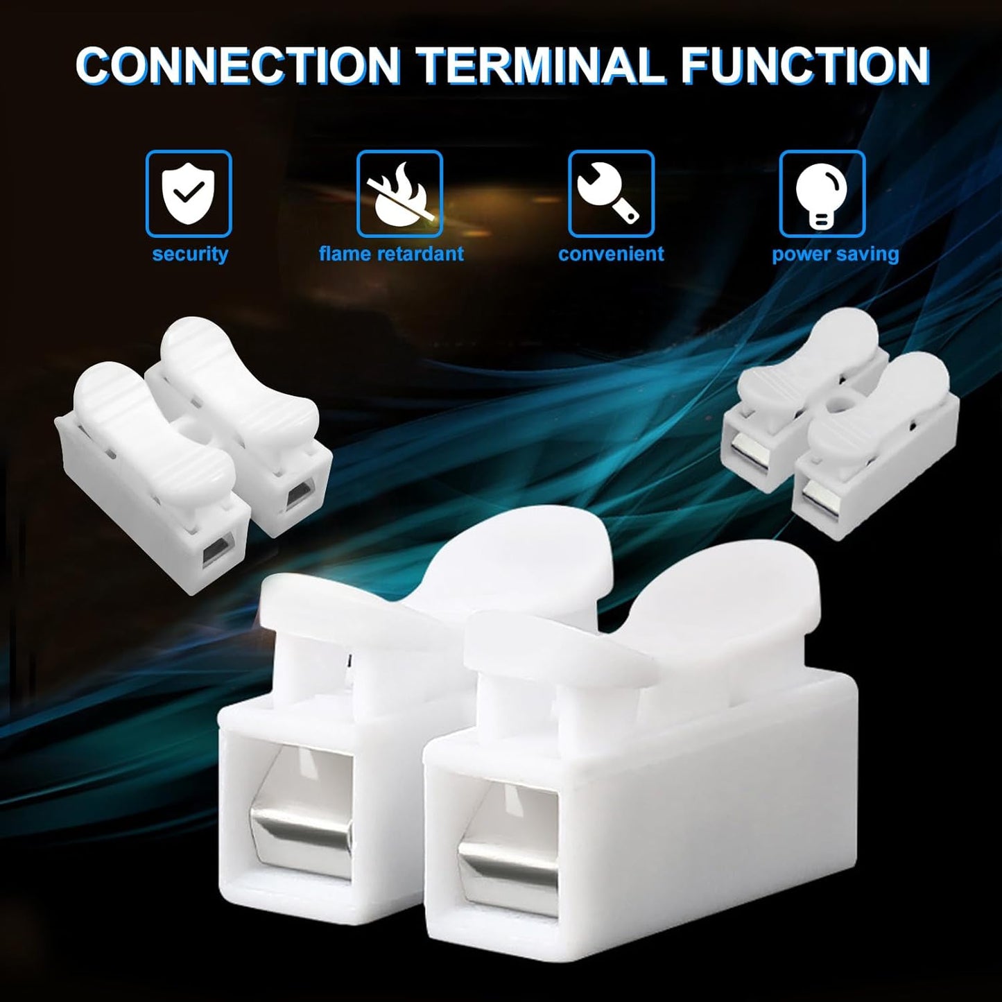 2 Way Push Fit Paddle Connector Terminals | Quick Push Type Lock Electric Wire Connectors for Cable