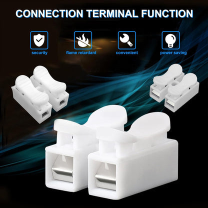 2 Way Push Fit Paddle Connector Terminals | Quick Push Type Lock Electric Wire Connectors for Cable
