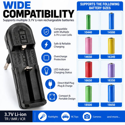 Universal Li-ion Battery Charger 3.7V Single Slot