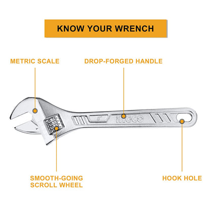 INGCO HADW131062 6 inch Adjustable Wrench