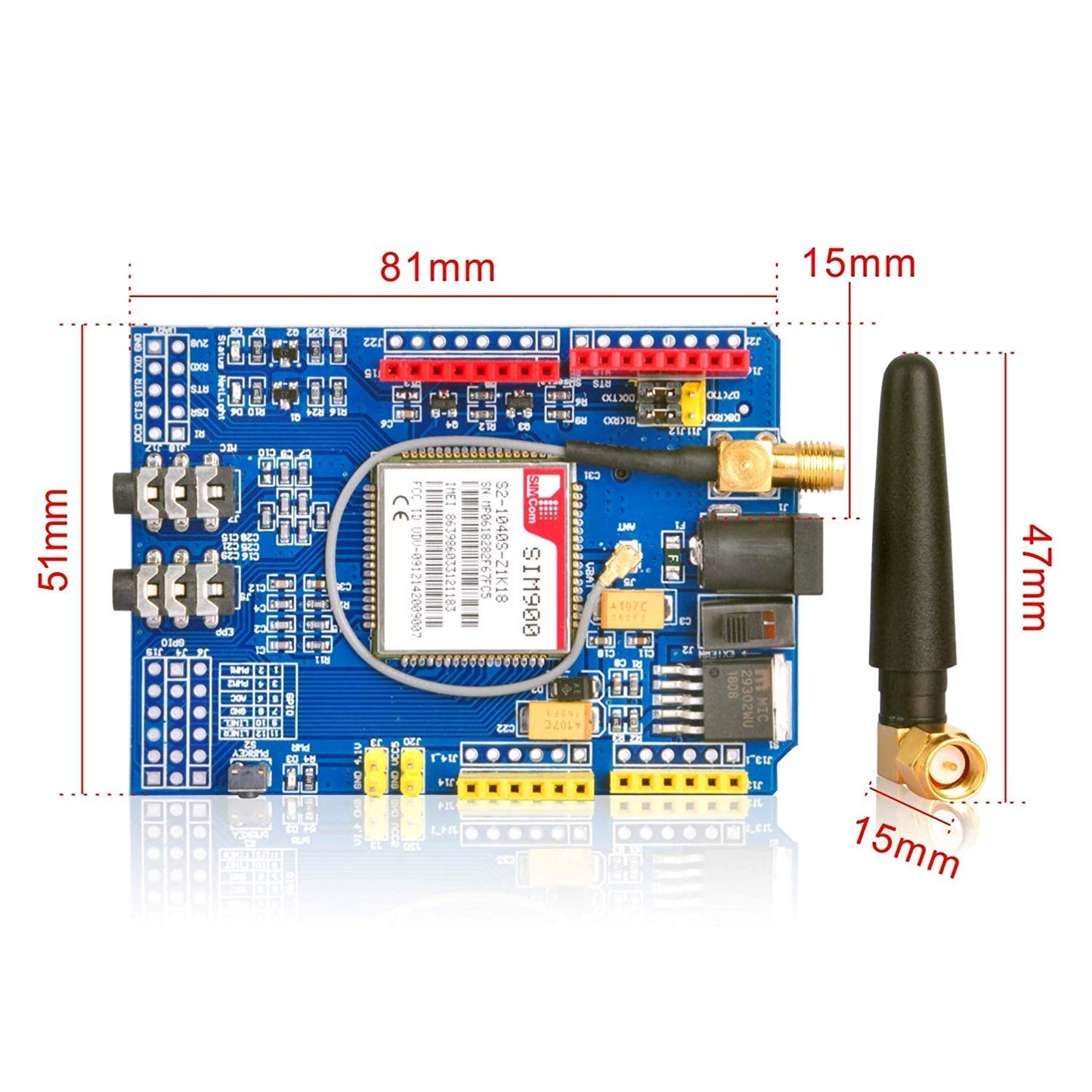 SIM900 GPRS / GSM Shield Development Board Quad-Band Module with Antenna