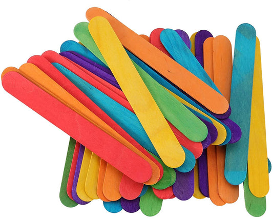 Multi Colored Popsicle Sticks Wooden Ice Cream Sticks for DIY Crafts, Hobby Crafts, Project Work(Pack of 100)