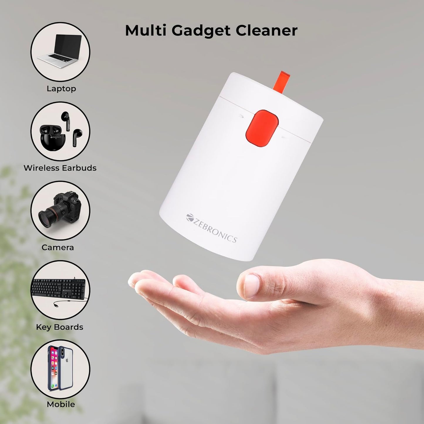 ZEBRONICS CK200, 20 in 1 Cleaning kit, for Smartphones, Laptops, Camera, Desktop, Earbuds, Display, Multipurpose Device Cleaner, Microfibre, Spray Cleaner (White)