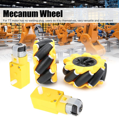 48mm Mecanum Wheel for BO Motor (TT Motor) (Pack of 2) -Yellow