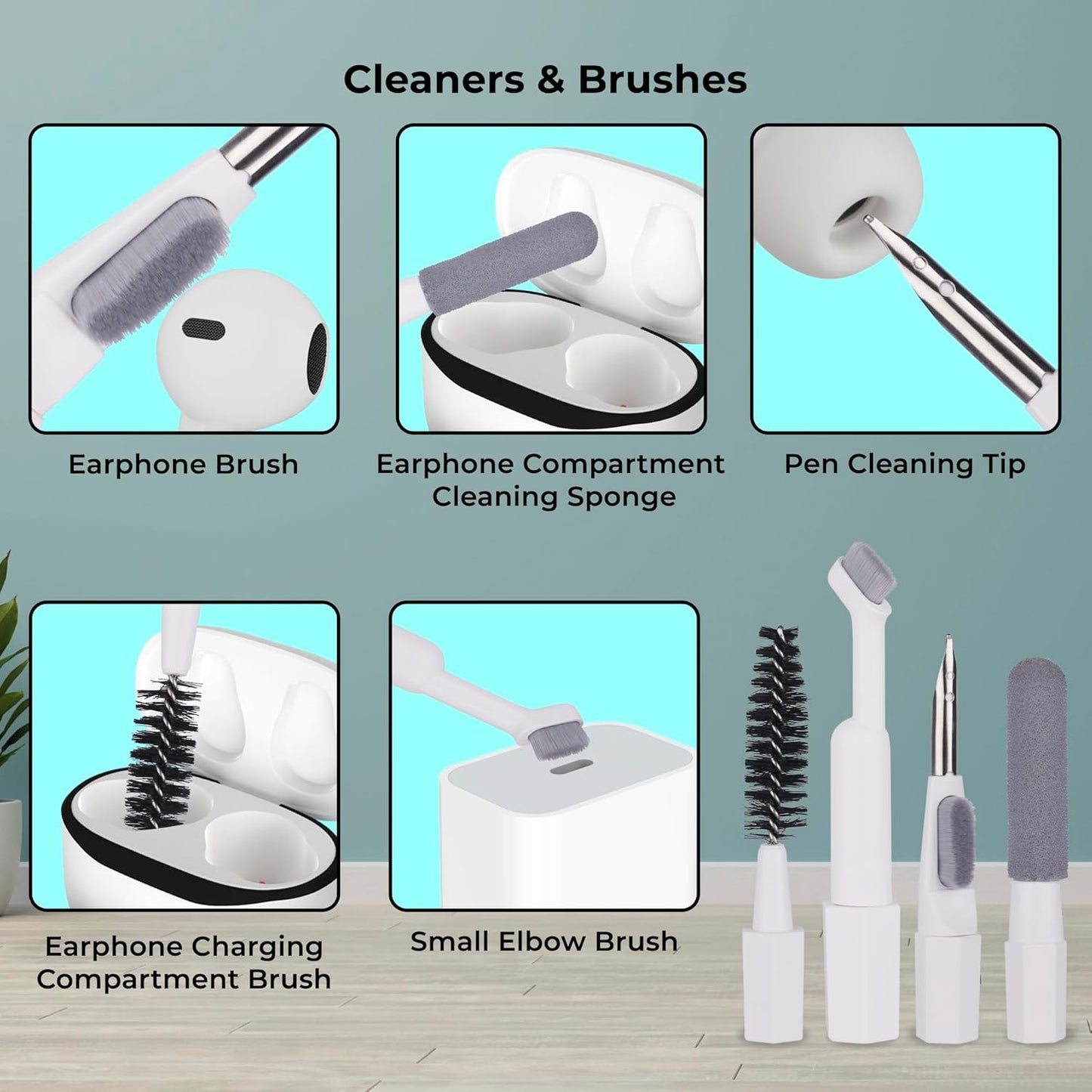 ZEBRONICS CK200, 20 in 1 Cleaning kit, for Smartphones, Laptops, Camera, Desktop, Earbuds, Display, Multipurpose Device Cleaner, Microfibre, Spray Cleaner (White)