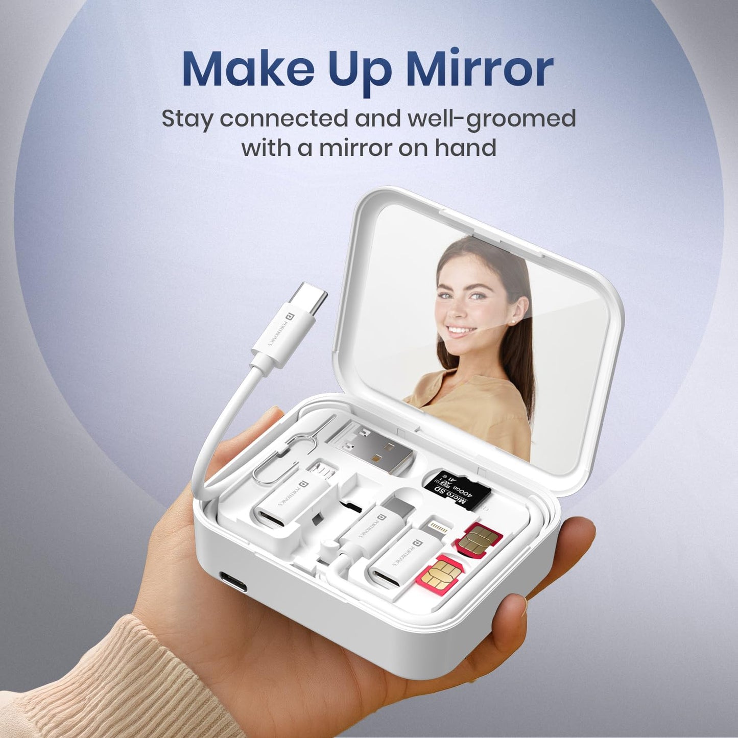 Portronics POR-3148 Smartpod 3 in 1 Wireless Charger with Multifunctional Cable & Cleaning Kit (White)