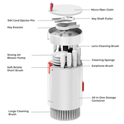 ZEBRONICS CK200, 20 in 1 Cleaning kit, for Smartphones, Laptops, Camera, Desktop, Earbuds, Display, Multipurpose Device Cleaner, Microfibre, Spray Cleaner (White)