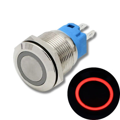 16mm RED Led Stainless Steel Momentary Type Push Button Switch IP65 (5V-24V) DC