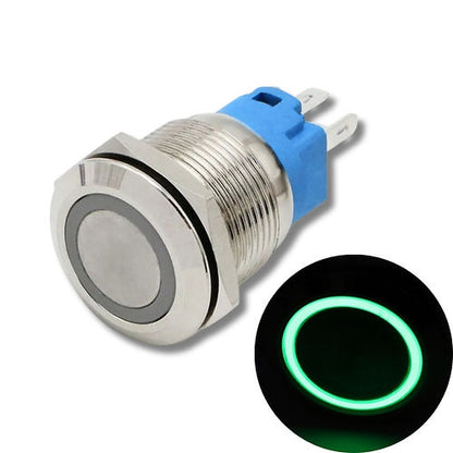 16mm Green Led Stainless Steel Momentary Type Push Button Switch IP65 (5V-24V) DC