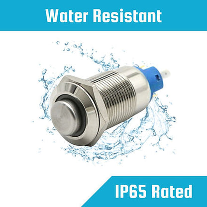 12mm Size BLUE Led Stainless Steel Latching Type Push Button Switch 12v DC