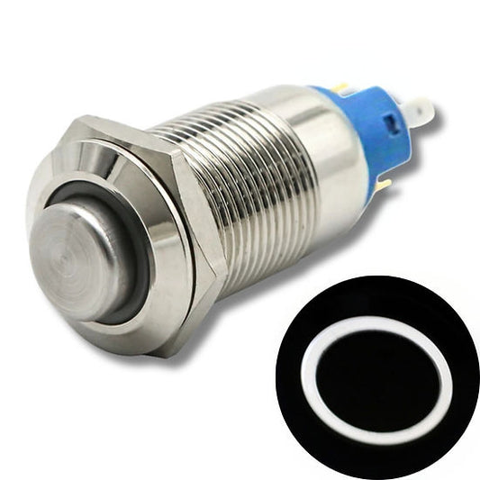 12mm Size White Led Stainless Steel Latching Type Metal Push Button Switch 12v DC