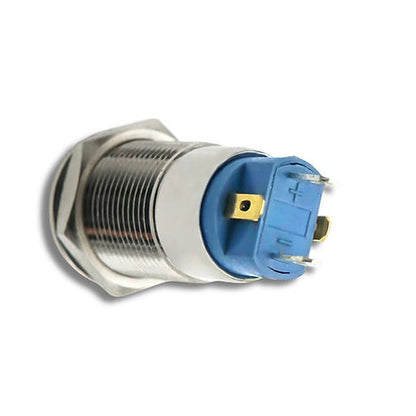 12mm Size BLUE Led Stainless Steel Latching Type Push Button Switch 12v DC