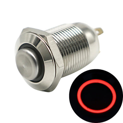 12mm Size Red Led Stainless Steel Latching Type Push Button Switch 12v-24v DC