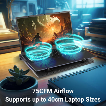 Zebronics ZEB-NC3300 USB Powered Laptop Cooling Pad with Dual Fan, Dual USB Port and Blue LED Lights