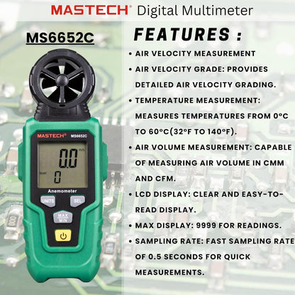 Mastech MS6652C Digital Anemometer