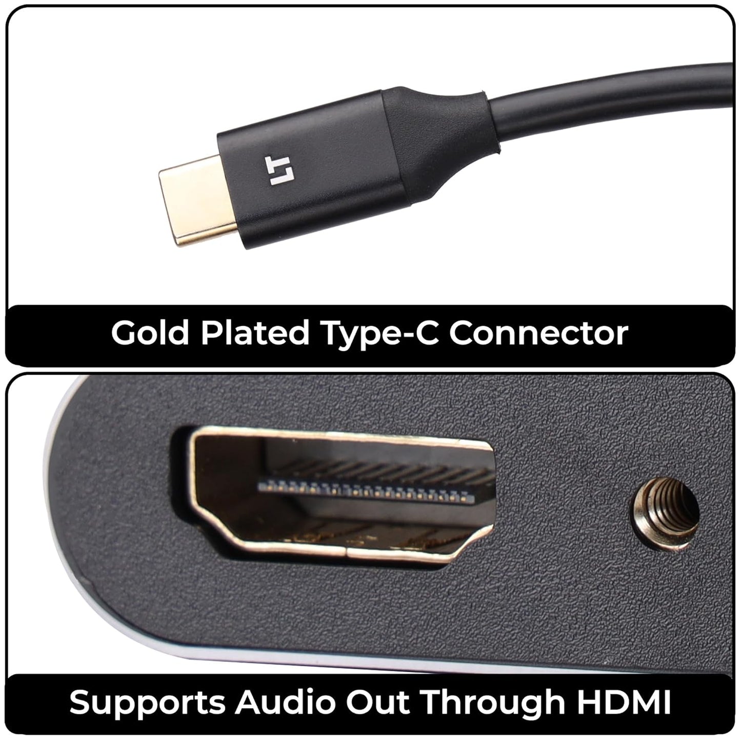ZEBRONICS TA150HV Type C to HDMI & VGA Converter with 24K Gold-Plated Connector, Supports - FHD 1080p@60Hz (VGA), 4K@30Hz (HDMI), Audio Out Through HDMI,