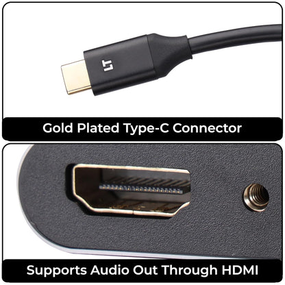 ZEBRONICS TA150HV Type C to HDMI & VGA Converter with 24K Gold-Plated Connector, Supports - FHD 1080p@60Hz (VGA), 4K@30Hz (HDMI), Audio Out Through HDMI,