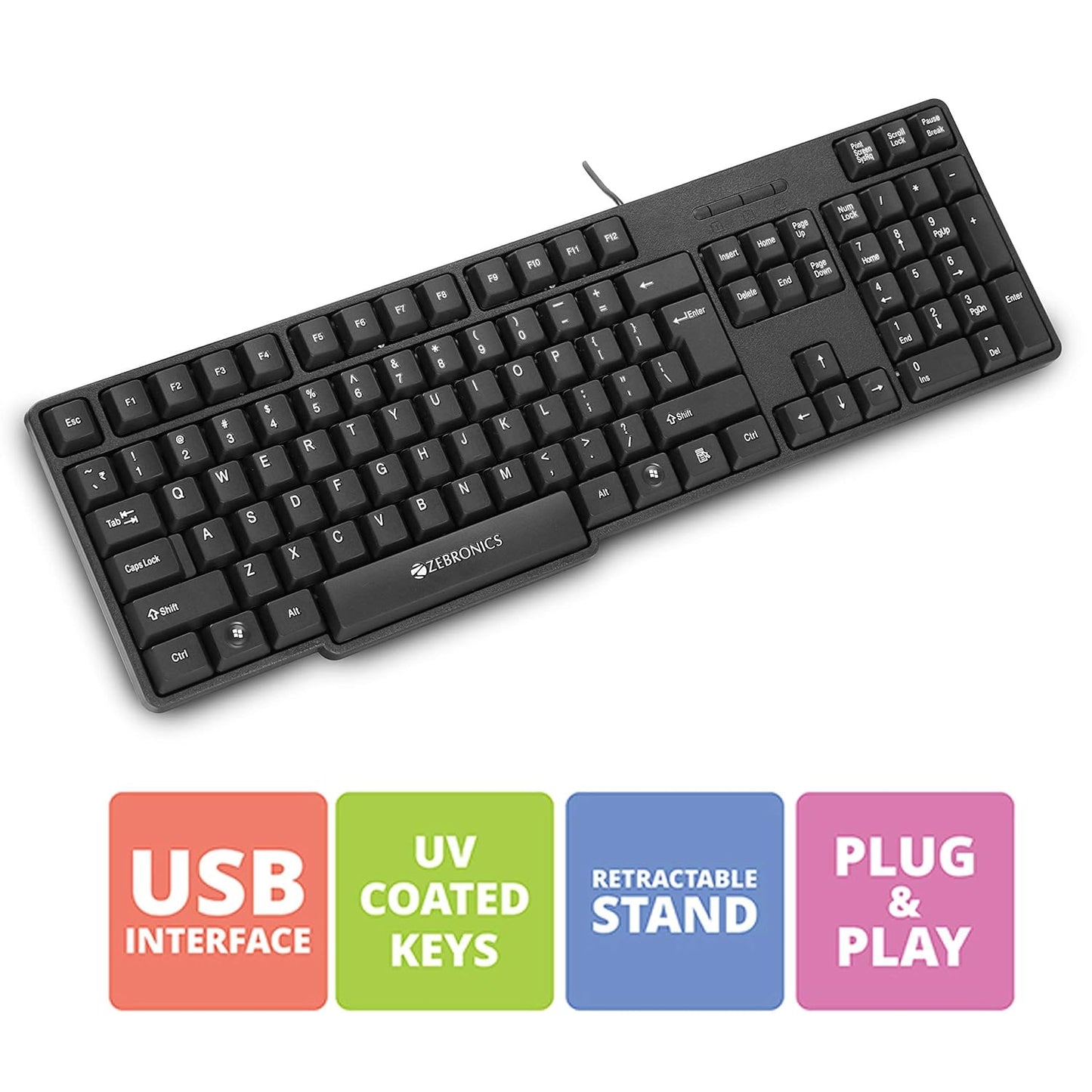 ZEBRONICS K20 Wired USB Keyboard with Rupee Key
