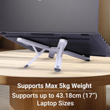 Zebronics ZEB-NS1200 Laptop Stand Laptop Stand with X Foldable Design, 7 Adjustable Levels, Anti-Slip Silicone Rubber Pads, Supports up to 17-inch Laptop Sizes, 5kg Max. Weight, Ergonomic Design
