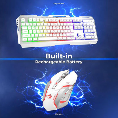 ZEBRONICS Transformer PRO Gaming Wireless Keyboard & Mouse Combo (White+Silver)