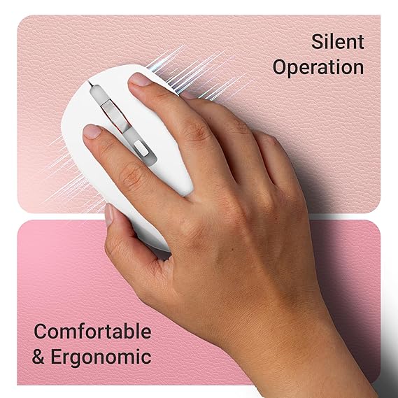 ZEBRONICS JAGUAR (White+Grey) Wireless Mouse, 2.4GHz with USB Nano Receiver, High Precision Optical Tracking, 4 Buttons, Plug & Play, Ambidextrous, for PC/Mac/Laptop