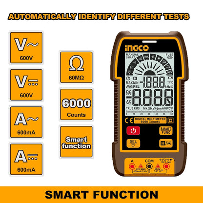 INGCO DM16004 6000 Count TRMS Auto Range Digital Multimeter