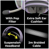 ZEBRONICS ZEB-HAVOC Premium Gaming Over Ear Headphone with Dolby Atmos Subscription Bluetooth & Wired  (Purple)