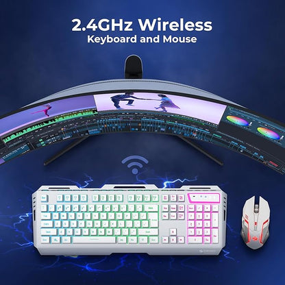 ZEBRONICS Transformer PRO Gaming Wireless Keyboard & Mouse Combo (White+Silver)