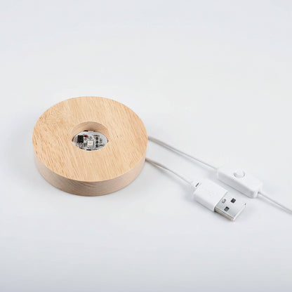 LED Puck Light 5V USB Auto Switching RGB Light with Switch (100X20mm, Wooden Base)