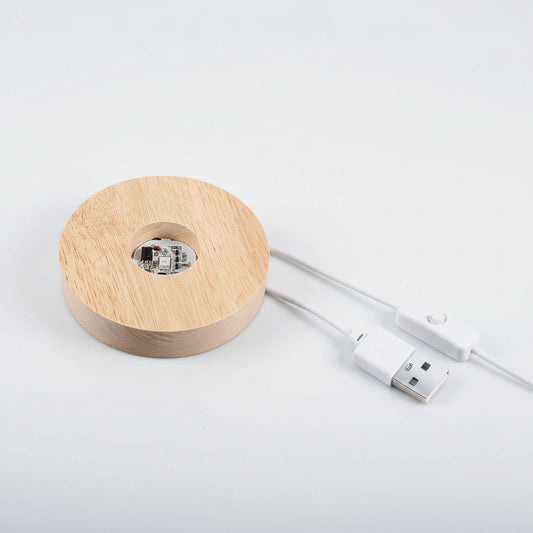 LED Puck Light 5V USB Auto Switching RGB Light with Switch (70X20mm, Wooden Base)