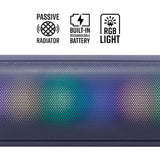 Zeb Knockout Blue Portable Bluetooth v5.3 Speaker with 10W Output, RGB LED Lights, TWS Function, up to 10h* Backup, USB, mSD, Passive Radiator