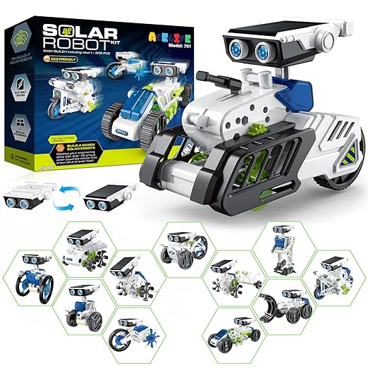 DIY 12 in 1 Solar Robot Kit Solar or Rechargeable Battery Operated Kit for Children's