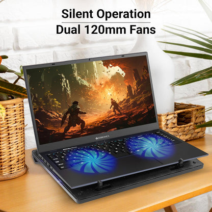Zebronics ZEB-NC3300 USB Powered Laptop Cooling Pad with Dual Fan, Dual USB Port and Blue LED Lights