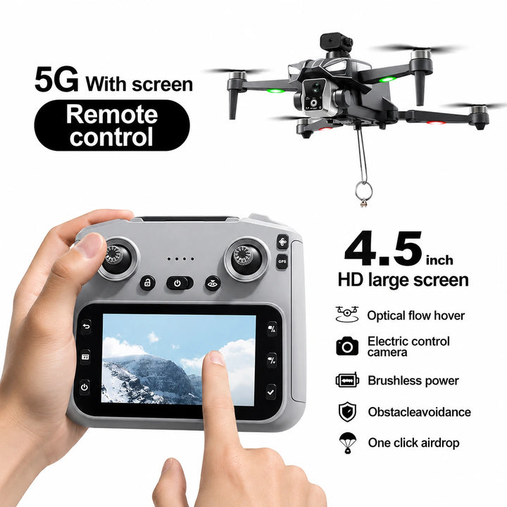 K19 Max GPS Drone with HD Gimbal Camera, Screen Remote, Return Home, Obstacle Avoidance & Airdrop Function