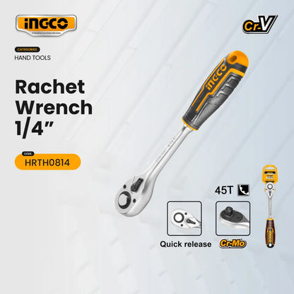 INGCO HRTH0814 1/4 inch Ratchet Wrench, 158mm