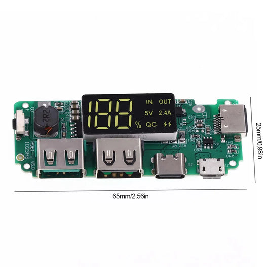 5V 2.4A Dual USB + Type-C + Micro + Lightning USB Power Bank With LED Display 18650 Charger Board