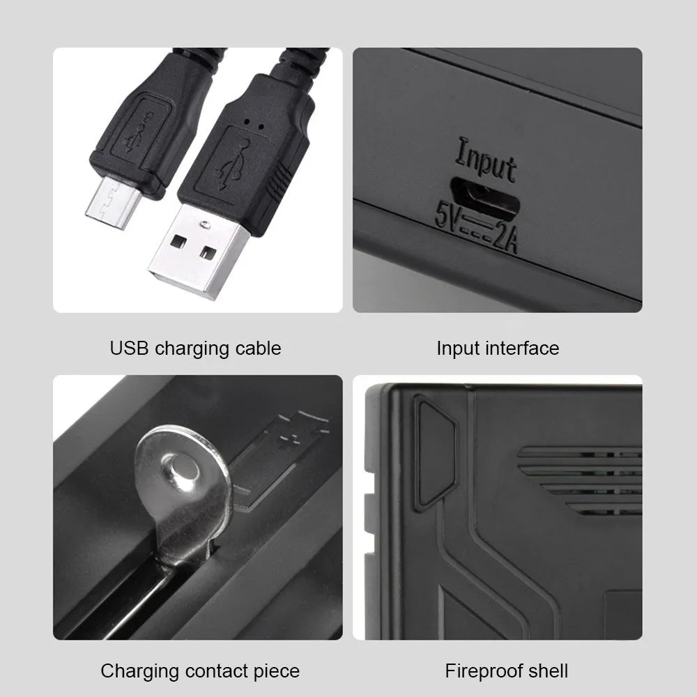 YONII D4 LCD 18650 Battery Charger 4 Slot for 18650 21700 26650 Lithium AA AAA Nimh Battery - black