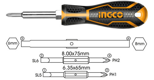 INGCO AKISD0608 6 In 1 Screwdriver Set