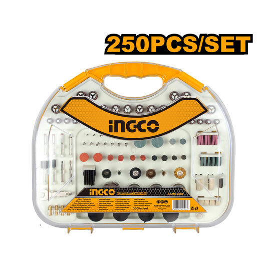 INGCO AKMG2501 250 Pcs HSS Mini Drill Accessories Set