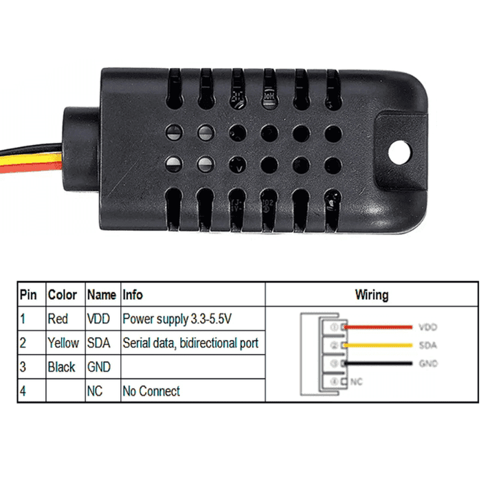 ASAIR AM2301 Temperature & Humidity Sensor (BLACK)