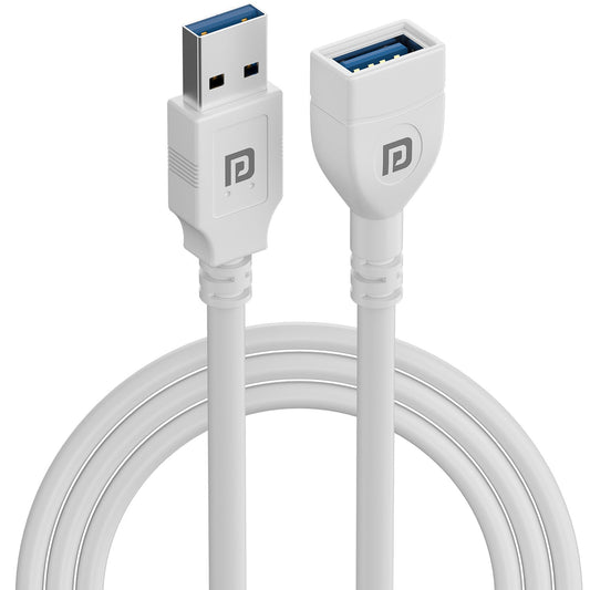 Portronics POR-3095 Uniconnect, 3M USB Extension Cable, Durable USB Type-A Male to Female Cable, Data Transfer & Charging, Compatible with Laptops, PCs, Printers & More(White)
