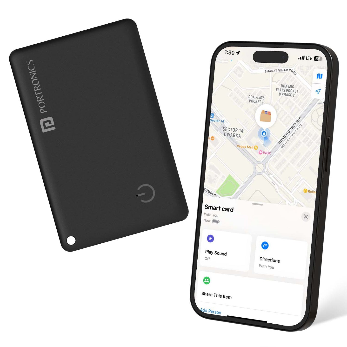 Portronics POR-2803 Card Finder Portable Smart Tracker For iOS (Black)