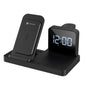 Portronics POR-2119 BELLA 3-in-1 fast wireless charging station integrated with a digital alarm clock (Black)