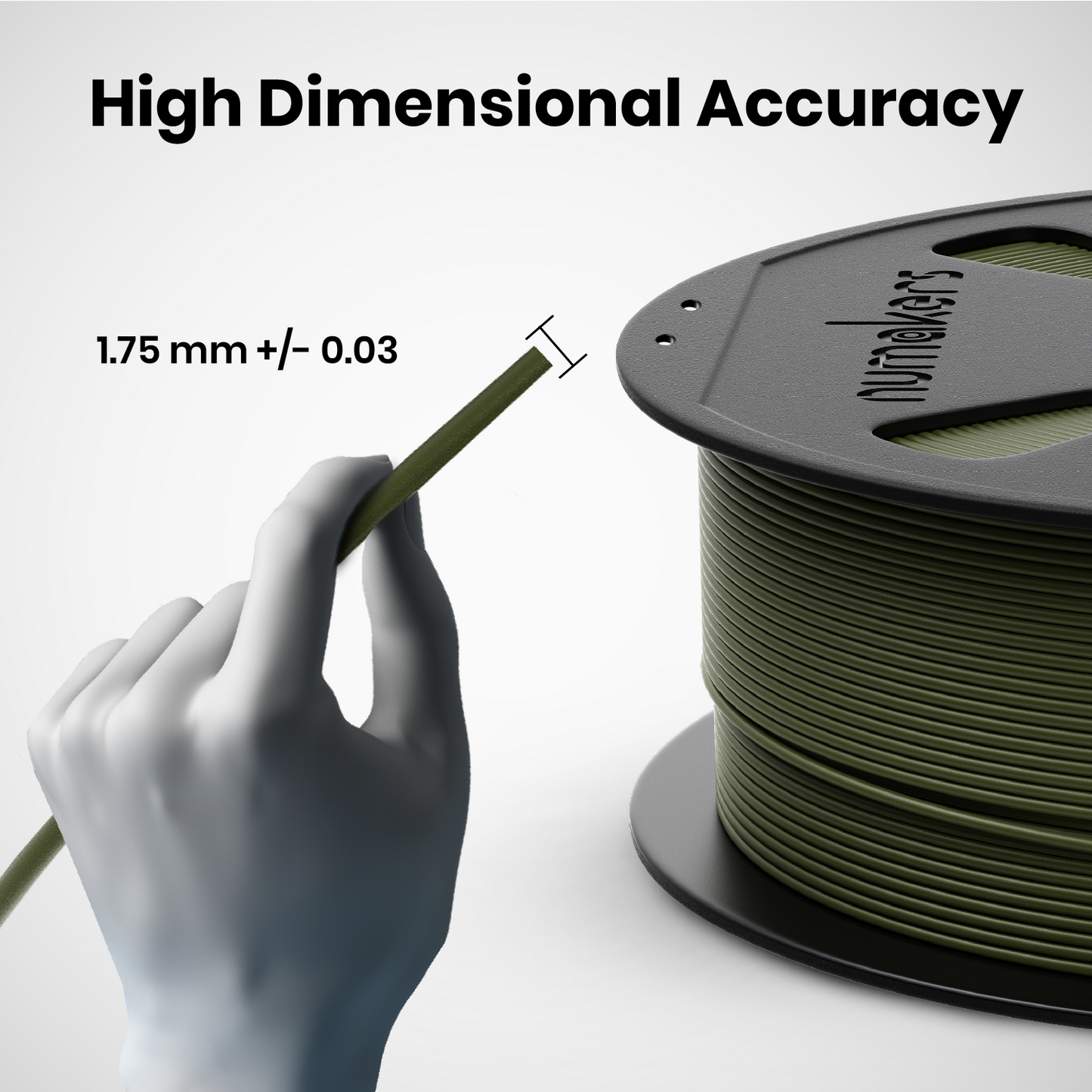 Numakers PLA+ Filament – Army Green – 1.75 mm / 1 kg