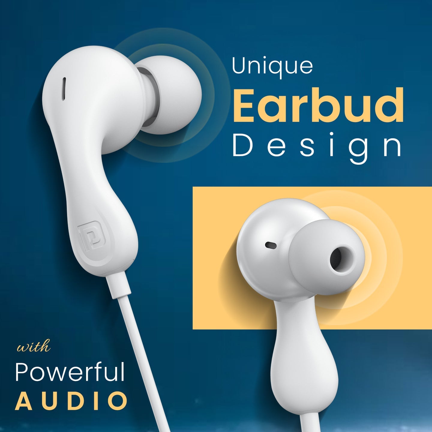 Portronics POR 2930 Conch Kappa in Ear 3.5mm Wired Earphones with in Line HD Mic, Powerful Audio, 14.2mm Dynamic Driver, Unique Earbuds Design, TPE Anti Tangle Wire,in line Controls,Wide Compatibility(White)