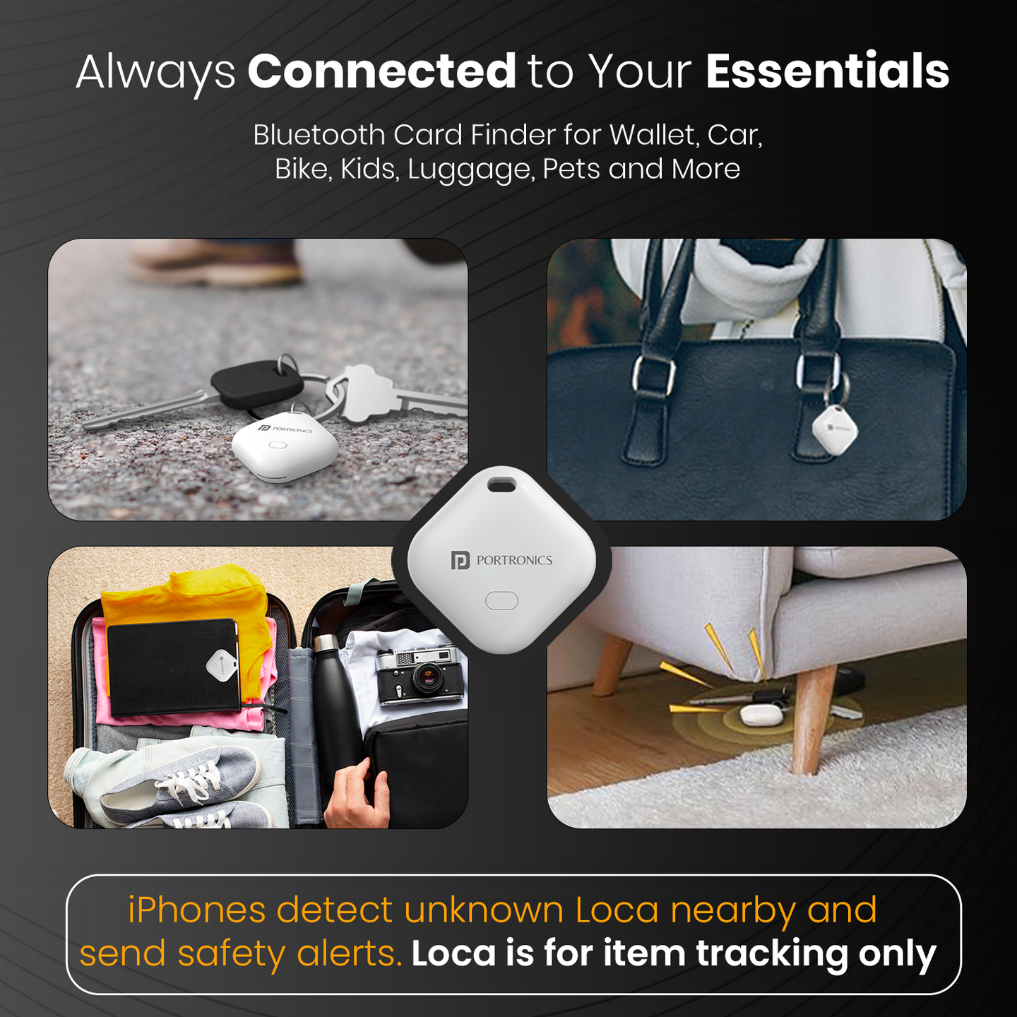 Portronics POR 3259 LOCA Item Finder with Upto 1 Year Battery Life, Bluetooth Tracker,MFi Certified, Item Locater for Keys, Wallets, Luggage, Gadgets etc,Only iOS Compatible with Apple Find My App