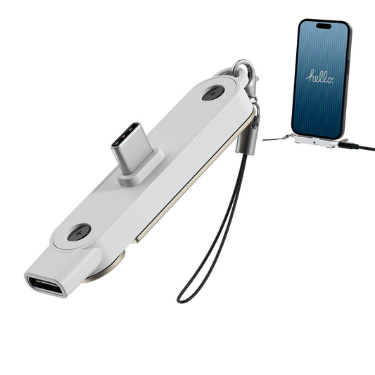 Portronics POR-3492 Dockpin 2 in 1 OTG Audio and Charging Type C Adaptor with In-Built Stand (White)