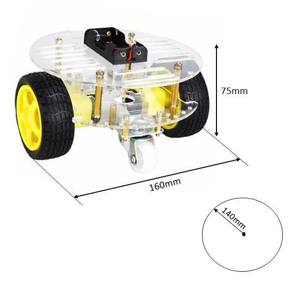2WD Mini Round Double-Deck Smart Robot Car Chassis DIY Kit
