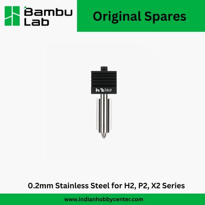 Bambu Lab Hotend with Stainless Steel Nozzle - 0.2 mm for H2/P2S/X2D (FAH059)