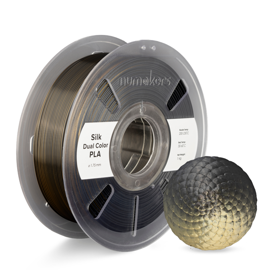 Numakers Dual-Color Silk PLA Filament – Black-Gold – 1.75 mm / 1 kg